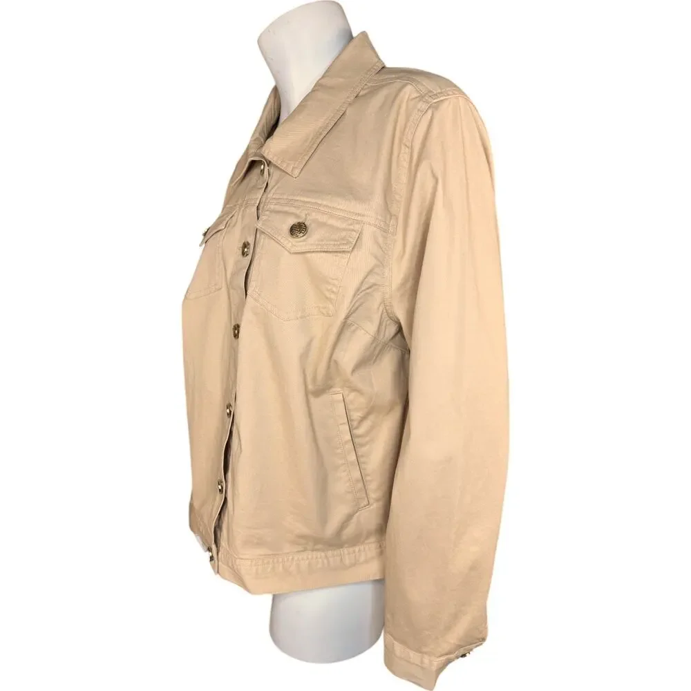 Joan Rivers Signature Twill Button-Front Jacket Latte‎ Large NWOT - Picture 8 of 10